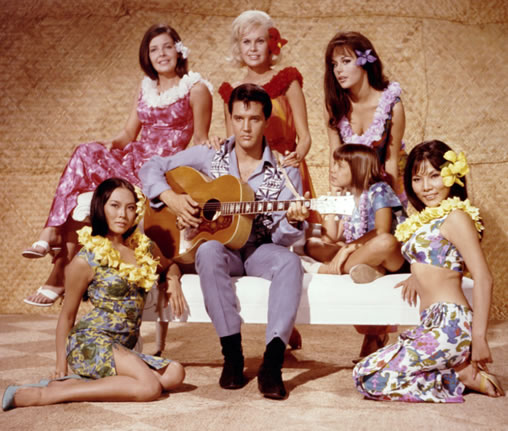 Publicity photo 'Paradise Hawaiian Style' (Suzanna Leigh is behind Elvis).